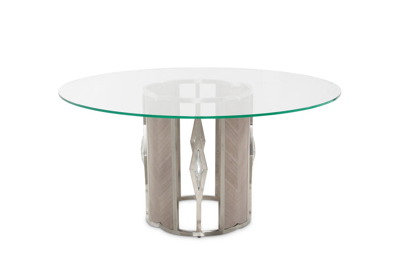 Camden Court - Round Glass Dining Table - Pearl.