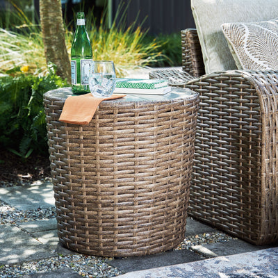 Sandy Bloom - Beige - Round End Table.