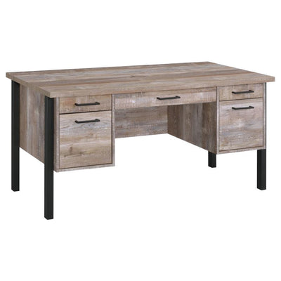 Samson - 4-Drawer Office Desk - Weathered Oak.