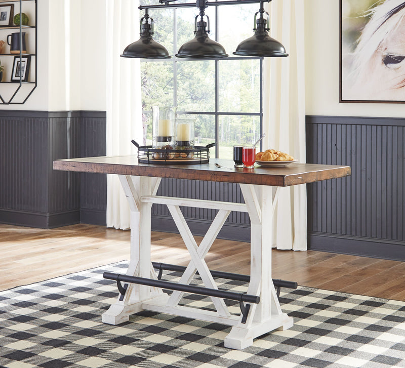 Valebeck - White / Brown - Rect Dining Room Counter Table.