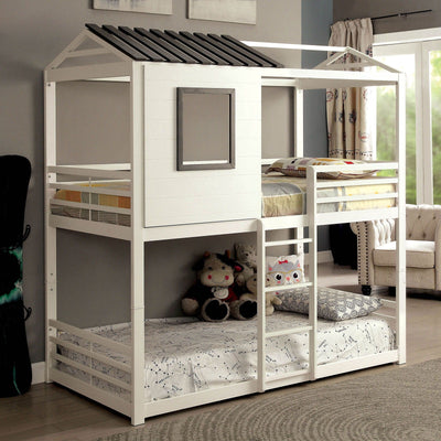 Stockholm - Twin Over Twin Bunk Bed - White / Gun Metal - Grand Furniture GA