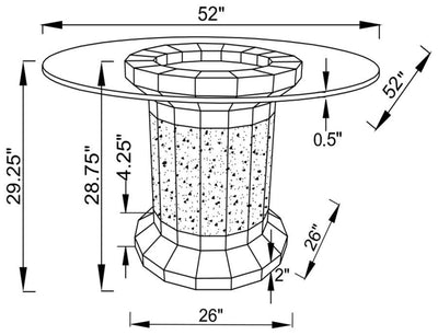 Ellie - Cylinder Pedestal Glass Top Dining Table - Mirror.