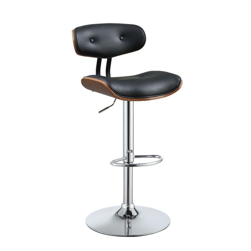 Camila - Stool - Black PU & Walnut - 46" - Grand Furniture GA