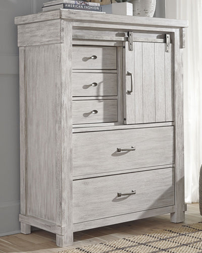 Brashland - White - Five Drawer Chest - Distressed Finish.