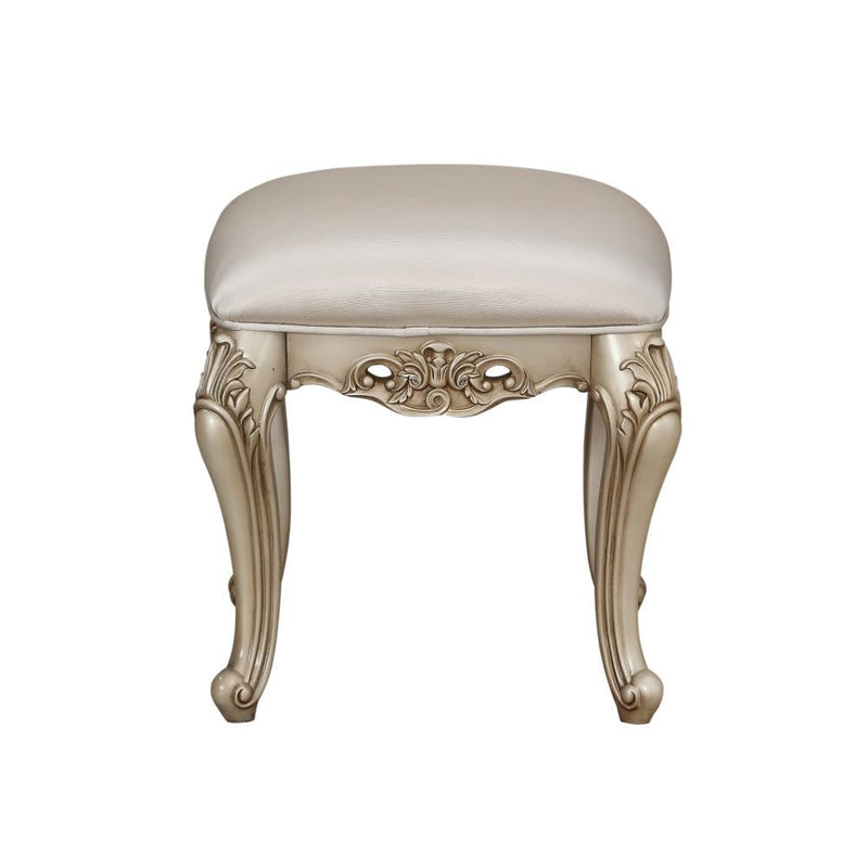 Gorsedd - Vanity Stool - Fabric & Antique White - Grand Furniture GA