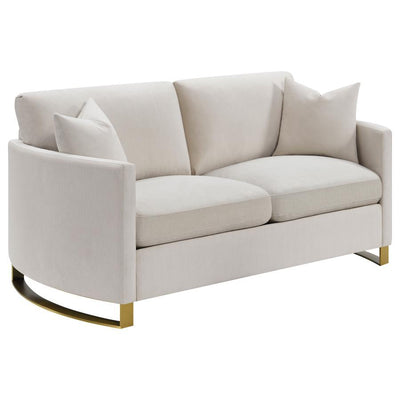 Corliss - Upholstered Arched Arms Loveseat - Beige.