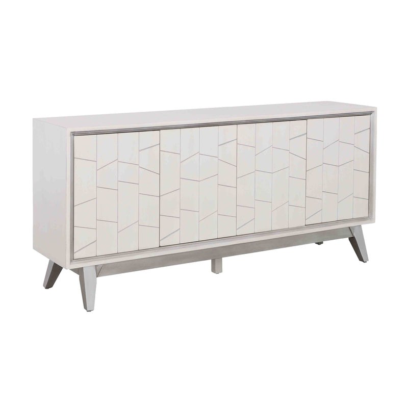 Summit - Four Door Credenza - White & Silver