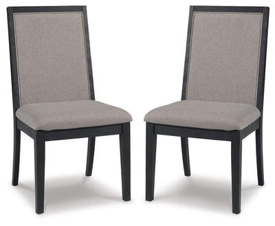 Foyland - Light Gray / Black - Dining Uph Side Chair (Set of 2).