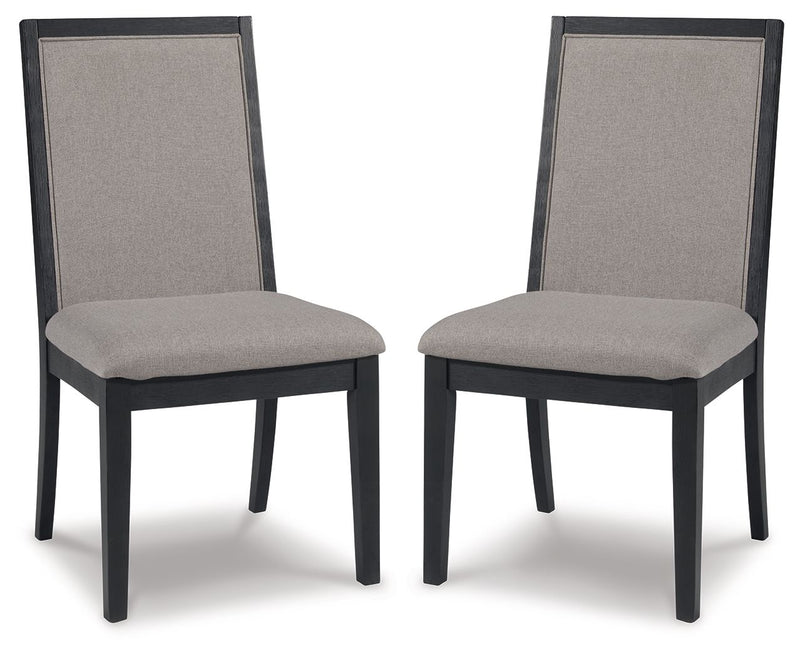 Foyland - Light Gray / Black - Dining Uph Side Chair (Set of 2).