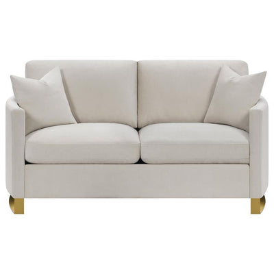 Corliss - Upholstered Arched Arms Loveseat - Beige.