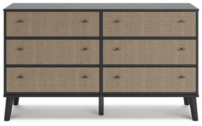 Charlang - Black / Gray - Six Drawer Dresser.