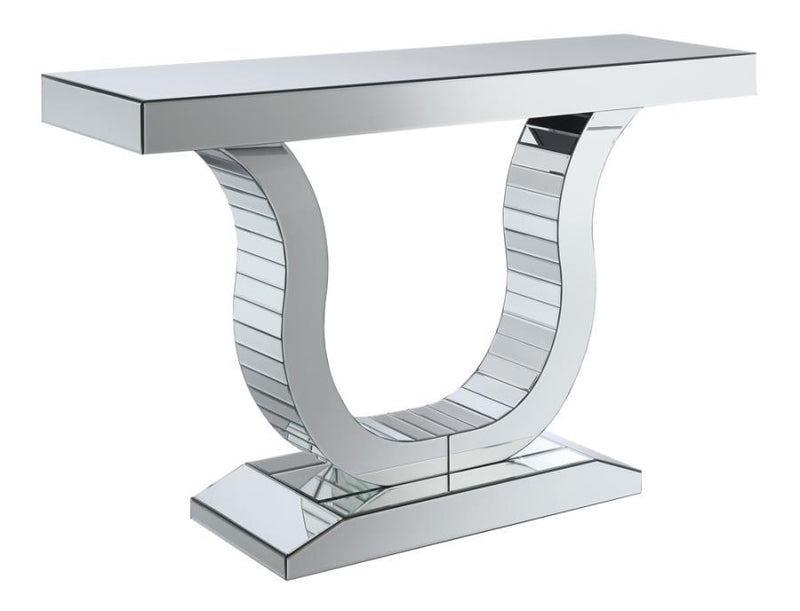 Saanvi - Console Table With U-Shaped Base - Clear Mirror.