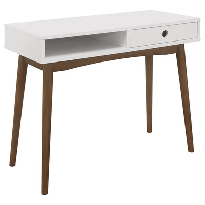 Bradenton - 1-Drawer Writing Desk - White and Walnut.