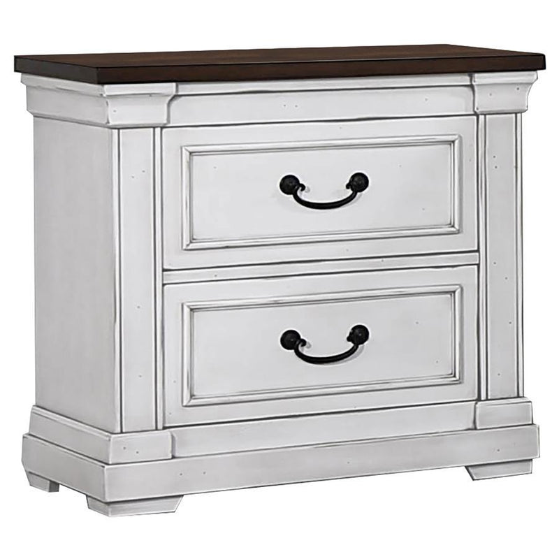 Hillcrest - 2-Drawer Nightstand - Dark Rum and White.