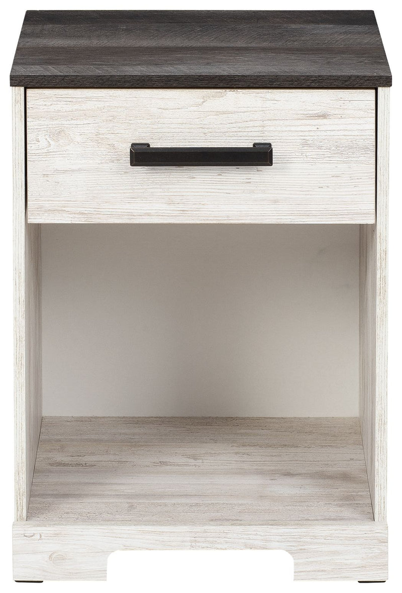 Shawburn - White / Black / Gray - One Drawer Night Stand - Open Cubby.