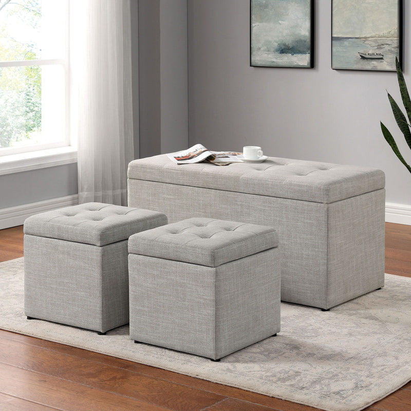 Daryn - Storage Bench With Ottoman - Beige - Grand Furniture GA