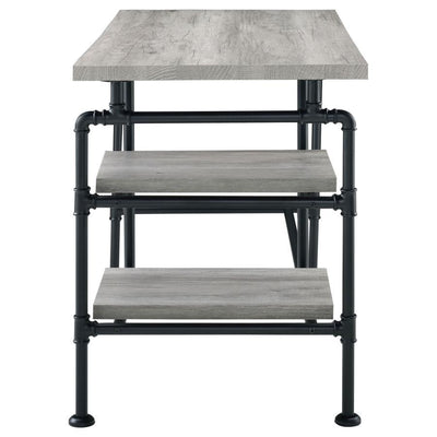 Delray - 2-Tier Open Shelving Writing Desk - Grey Driftwood and Black.