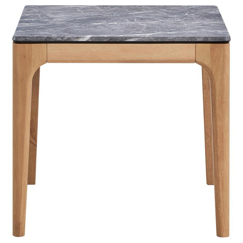 Polaris - Rectangular End Table With Marble-Like Top - Teramo And Light Oak