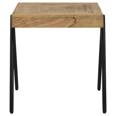 Avery - Square End Table With Metal Legs - Natural and Black.