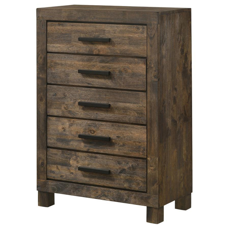 Woodmont - 5-Drawer Chest - Rustic Golden Brown - Grand Furniture GA