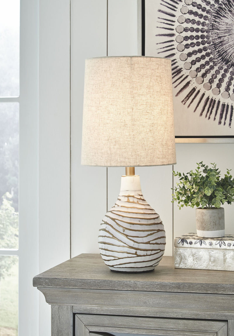 Aleela - White / Gold Finish - Metal Table Lamp.