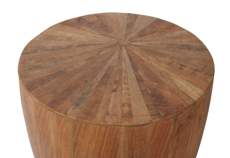 Del Sol - Solid Wood Table With Offset Sunburst Patterned Top.