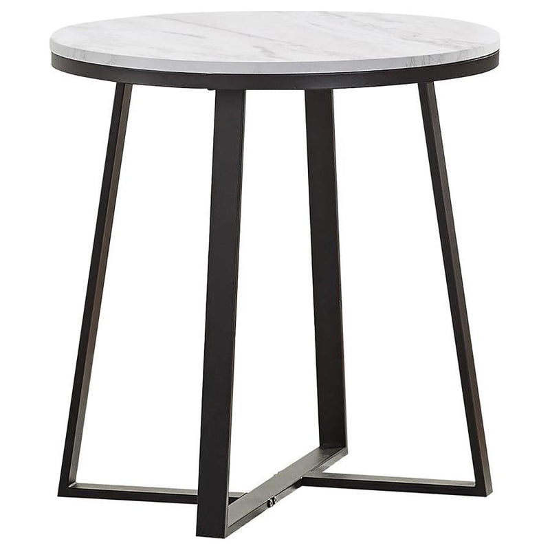 Hugo - Metal Base Round End Table - White and Matte Black.