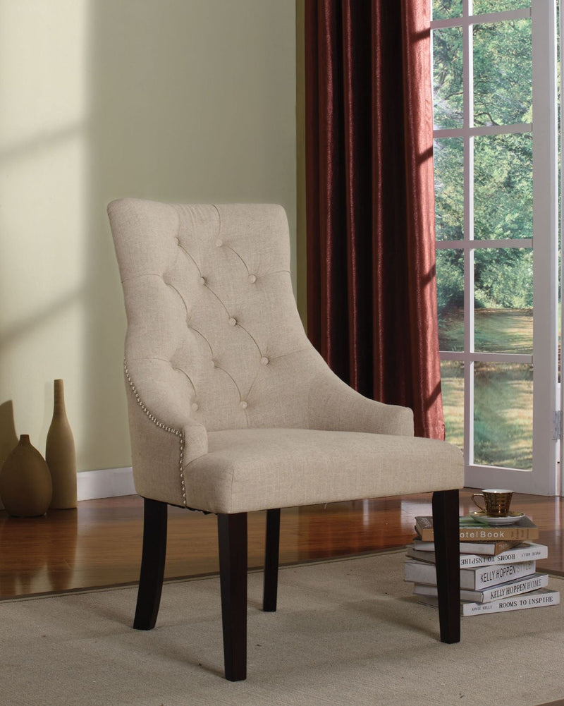 Drogo - Side Chair (Set of 2) - Cream Fabric & Walnut - Grand Furniture GA