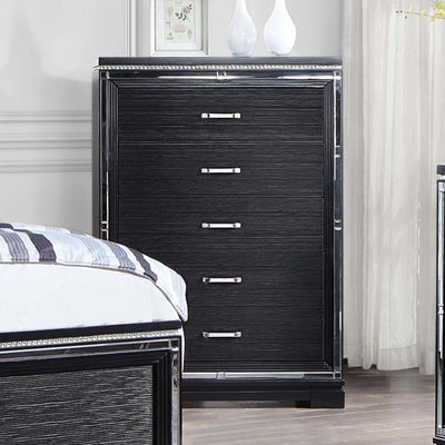 Cappola - Rectangular 5-Drawer Chest - Silver and Black.