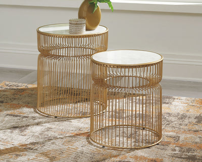 Vernway - White / Gold Finish - Accent Table Set (Set of 2).