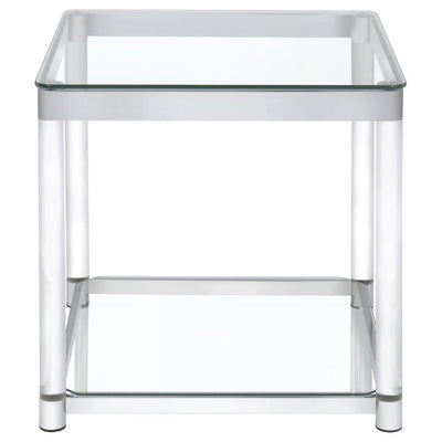 Anne - End Table With Lower Shelf - Chrome And Clear - End Tables - Grand Furniture GA