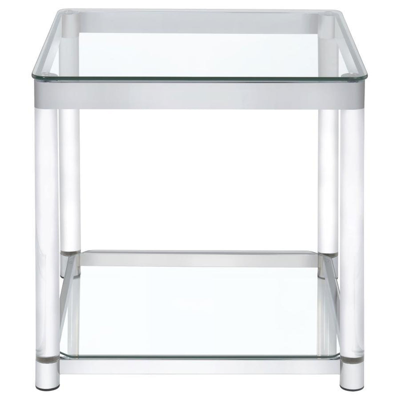 Anne - End Table With Lower Shelf - Chrome And Clear - End Tables - Grand Furniture GA