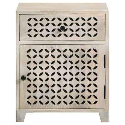 August - 1-Door Accent Cabinet - White Washed.