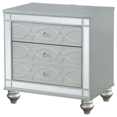 Gunnison - 2-Drawer Nightstand - Silver Metallic.