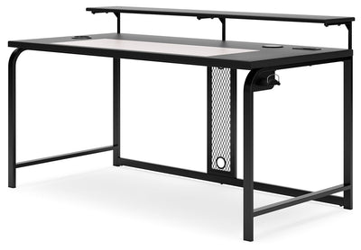 Lynxtyn - Black - Home Office Desk With Led Lighting