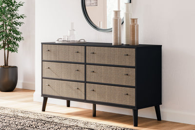 Charlang - Black / Gray - Six Drawer Dresser.