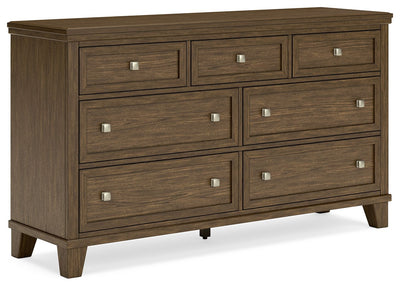 Shawbeck - Medium Brown - 6 Pc. - Dresser, Mirror, Chest, Queen Panel Bed