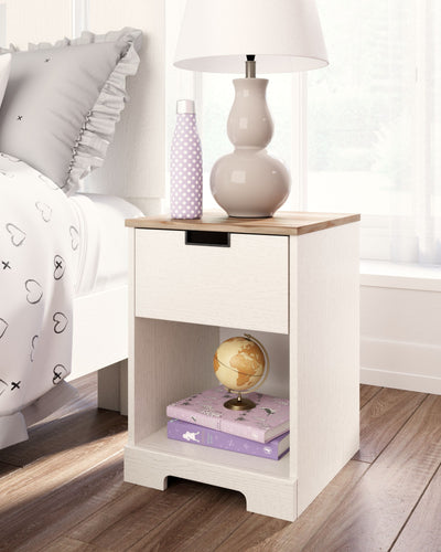 Vaibryn - White / Brown / Beige - One Drawer Night Stand.