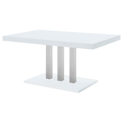 Brooklyn - Rectangular Dining Table - White High Gloss and Chrome.