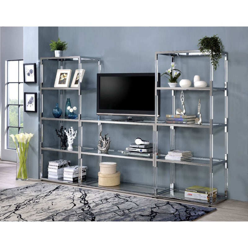 Raegan - TV Stand - Clear Acrylic, Chrome & Clear Glass - Grand Furniture GA