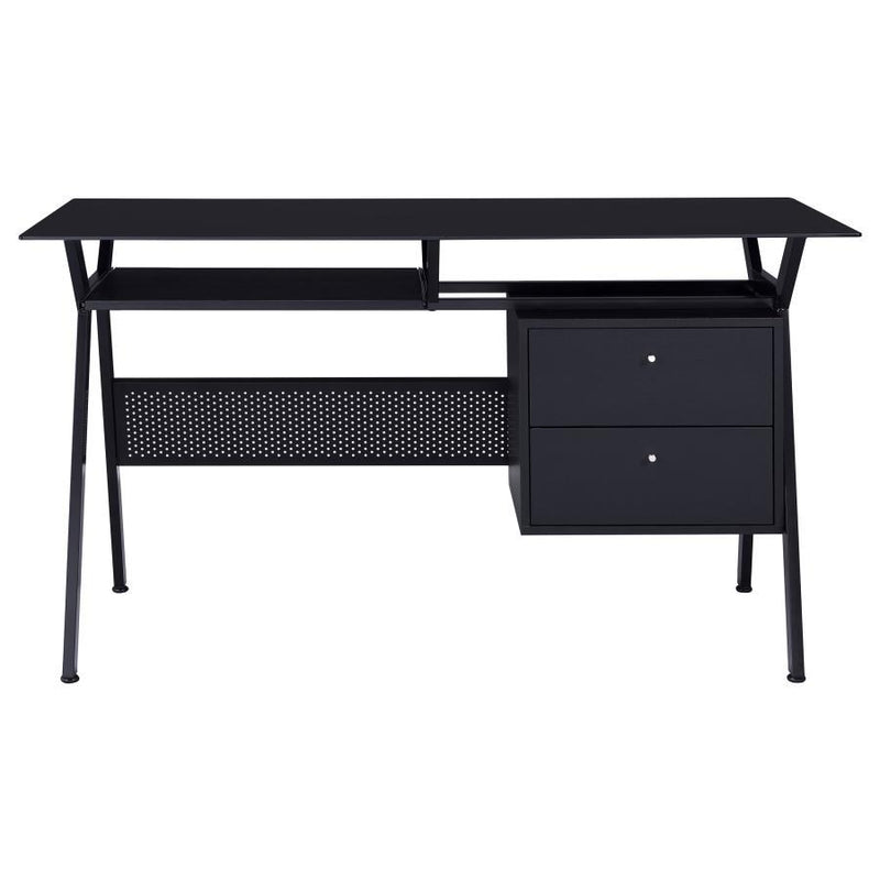 Weaving - 2-Drawer Computer Desk - Black - Computer Desks - Grand Furniture GA