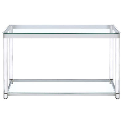 Anne - Sofa Table With Lower Shelf - Chrome And Clear - Sofa Tables - Grand Furniture GA