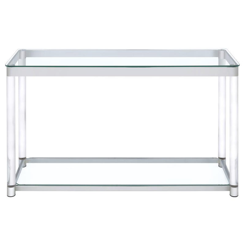 Anne - Sofa Table With Lower Shelf - Chrome And Clear - Sofa Tables - Grand Furniture GA