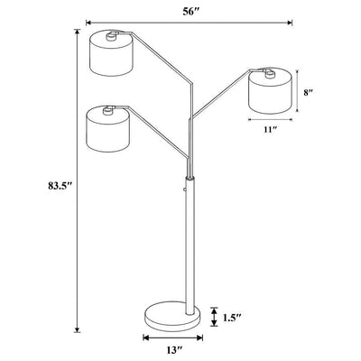 Jirou - Trio Drum Shade Floor Lamp - Stain Nickel