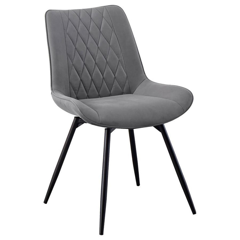 Diggs - Upholstered Tufted Swivel Dining Chairs (Set of 2) - Grey and Gunmetal.