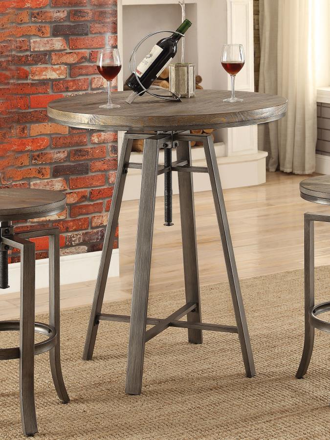 Bartlett - Adjustable Swivel Bar Table - Brushed Nutmeg.