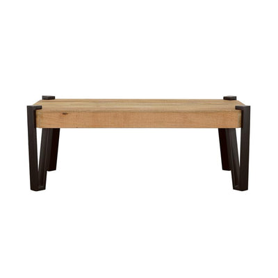 Winston - Wooden Rectangular Top Coffee Table - Natural and Matte Black.