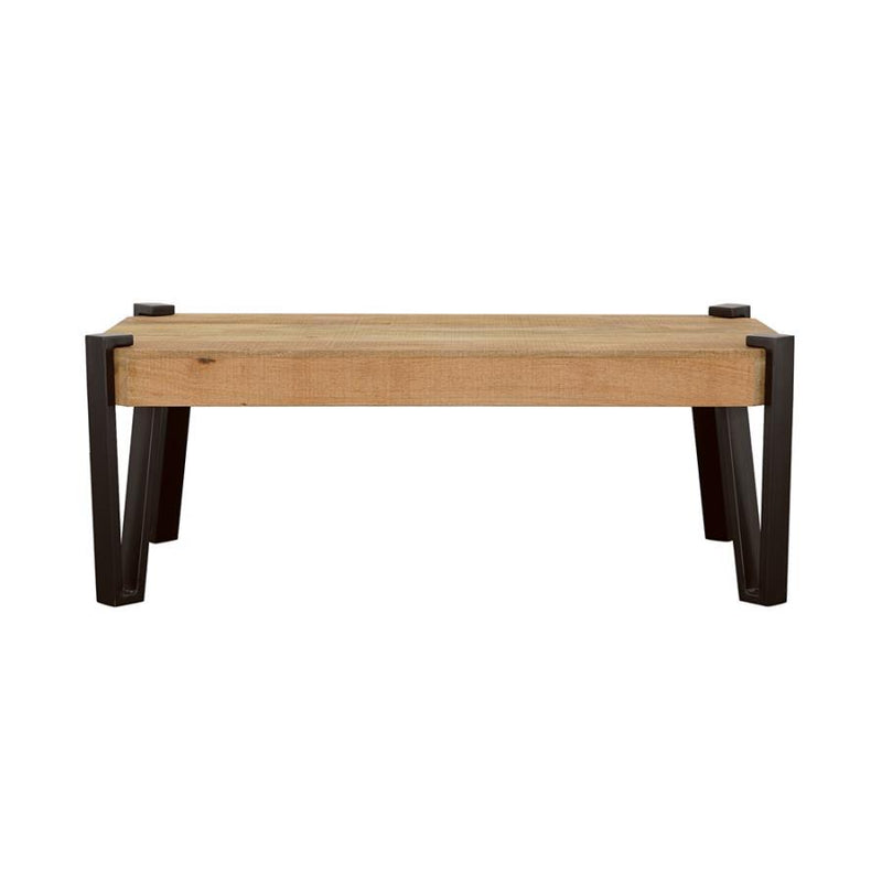 Winston - Wooden Rectangular Top Coffee Table - Natural and Matte Black.