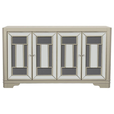 Toula - 4-Door Accent Cabinet - Smoke and Champagne.