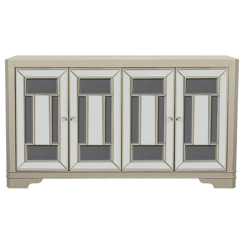 Toula - 4-Door Accent Cabinet - Smoke and Champagne.